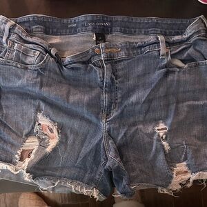 Lane Bryant Blue Distressed Denim Shorts